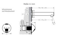 Vorschau: WimTec ONE WT HyPlus 230 V Berührungslose Wandauslaufsteuerung, chrom matt