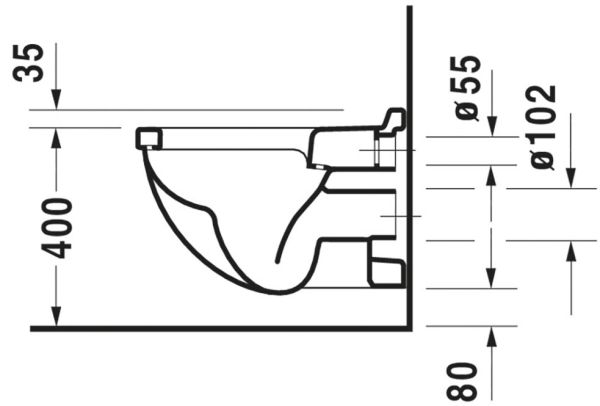 Duravit Starck 3 Wand-WC 54,5x36,5cm, oval, weiß