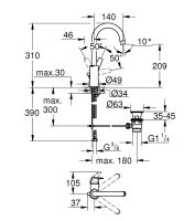 Vorschau: Grohe Start Flow Einhand-Waschtischbatterie L-Size mit Ablaufgarnitur, chrom