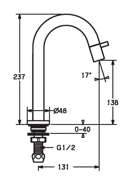 Hansa Hansanova Waschtisch-Standventil, für Kalt- oder Mischwasser-Anschluss, 131mm, schwarz matt