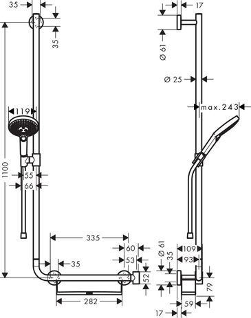 Hansgrohe Raindance Select S 120 / Unica Comfort Brauseset 1,10m Links