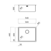 Vorschau: Edelstahl Küchenspüle 50x40x20cm, Aufsatzmontage, kupfer, Technische Beschreibung
