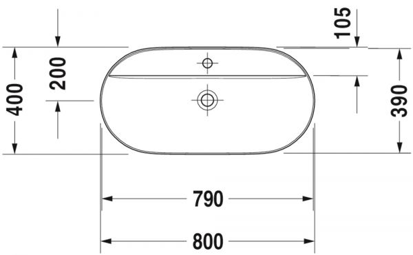 Duravit Luv Aufsatzbecken 80x40cm, mit Hahnlochbank