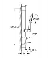 Vorschau: Grohe Rainshower 130 SmartActive Brausestangenset 60cm, 3 Strahlarten, chrom