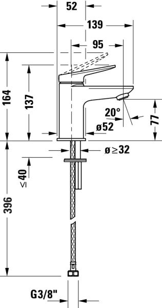 Duravit Wave Einhebel-Waschtischarmatur S ohne Ablaufgarnitur wassersparend, chrom WA1012002010