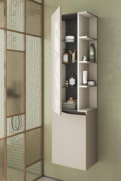 Burgbad Sinea 3.0 Hochschrank mit seitlichem Regal links veloursgrau matt SHFF045LF6804G0292