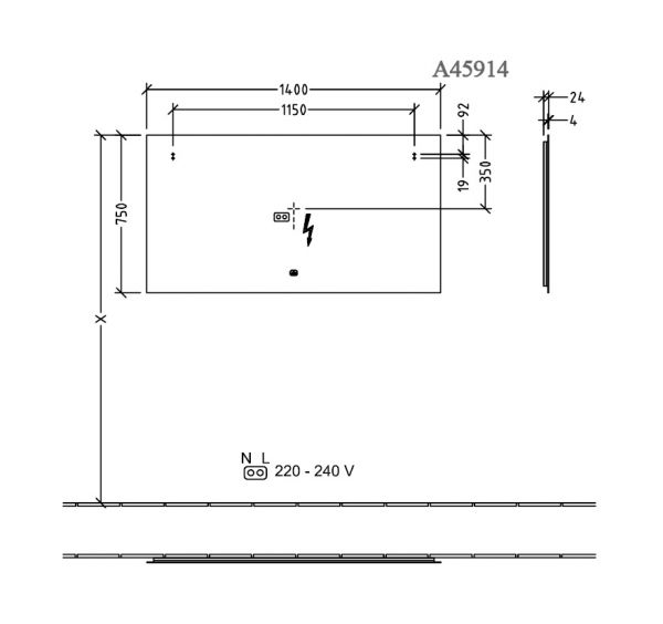 Villeroy&Boch More to See Lite LED-Spiegel, 140x75cm, mit Sensordimmer