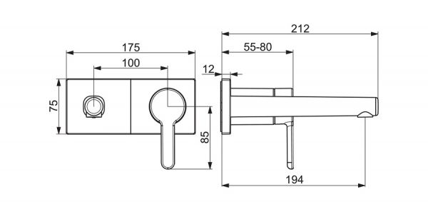 Hansa Hansadesigno Style Fertigmontageset Waschtisch-Einhand-Wandbatterie, chrom