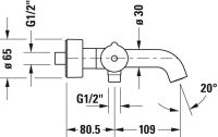 Vorschau: Duravit C.1 Thermostat Aufputz, chrom, C15220000010 Zeichnung_1