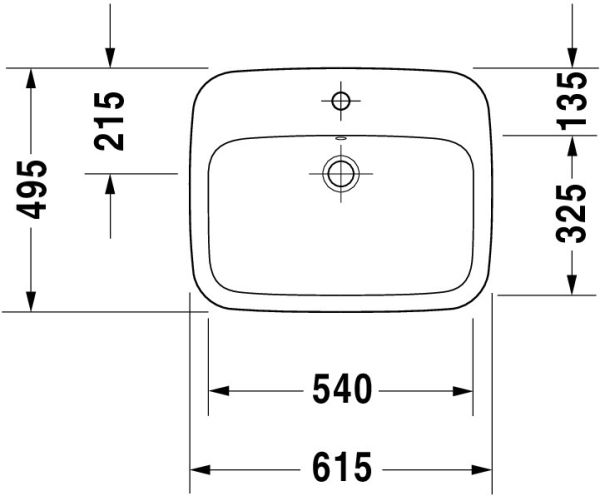 Duravit DuraStyle Einbauwaschtisch 61,5x49,5cm, mit 1 Hahnloch, mit Überlauf, weiß 0374620000