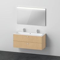 Duravit XBase Badmöbel-Set 123cm mit ME by Starck Doppelwaschtisch und Spiegel