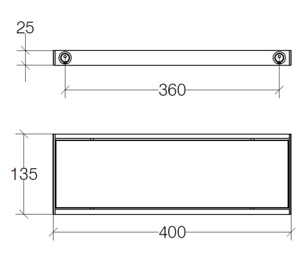 lineabeta SKUARA Glasablage satiniert 40cm, chrom