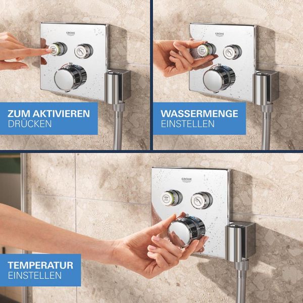 Grohe Precision SmartControl Duschsystem, eckig, Thermostat, Vitalio Rain Mono 310 Kopfbrause, chrom
