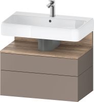 Vorschau: Duravit Qatego Waschtischunterschrank 79x47cm in basalt matt, mit offenem Fach in eiche marmoriert QA4394