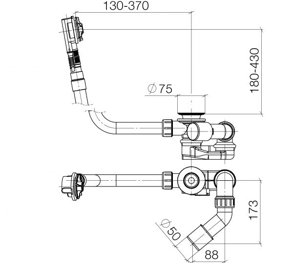 Dornbracht Ab- und Überlaufgarnitur, Bowdenzuglänge 725mm