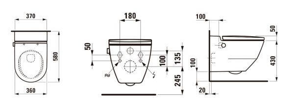 Laufen Cleanet Navia Dusch-WC rimless, wandhängend, Tiefspüler, inkl. WC-Sitz mit Deckel 82060.1