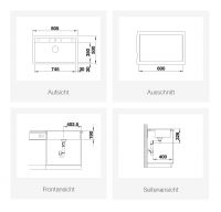 Vorschau: Blanco Dalago 8-F Granitspüle SILGRANIT® mit Ablauffernbedienung