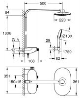 Vorschau: Grohe Rainshower System SmartControl 360 Mono Duschsystem, chrom/moon white