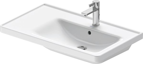 Duravit D-Neo Waschtisch rechteckig 80x48cm, mit Hahnloch und Überlauf, Becken rechts, weiß