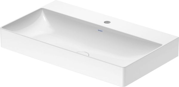 Duravit DuraSquare Waschtisch 80x47cm, ohne Überlauf, mit Wondergliss, mit nicht verschließbarem Ablaufventil, weiß 23538000411