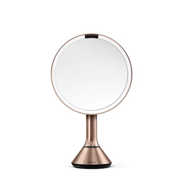 simplehuman Sensorspiegel mit Touch-Helligkeitsregelung Ø20cm, wiederaufladbar, edelstahl roségold ST3053