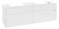 Villeroy&Boch Collaro Waschtischunterschrank passend zu 2 Aufsatzwaschtische 43345G, 160cm, weiß C02100DH