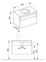 Vorschau: Keuco Stageline Waschtischunterbau f. Keramik-Waschtisch m. Hahnlochbohrung links, o. Elektrik, 80cm 32864180000