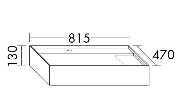 Burgbad Sys30 Mineralguss-Aufsatzwaschtisch mit Ab- und Überlaufsystem und Ablage, 81,5x47cm