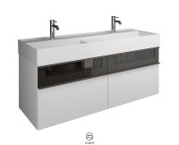 Vorschau: Burgbad Yumo Mineralguss-Doppelwaschtisch 131,5cm mit Waschtischunterschrank