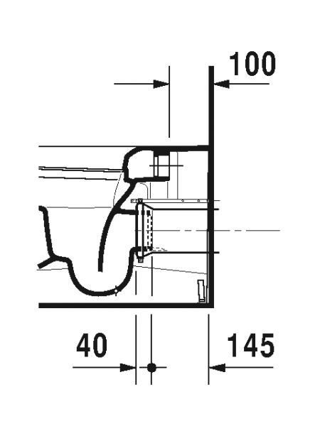 Duravit ME by Starck Stand-WC back to wall, Tiefspüler, Abgang waagrecht, weiß