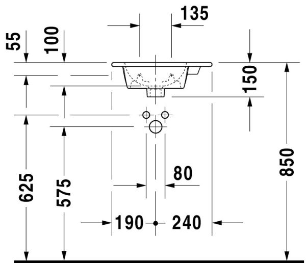 Duravit ME by Starck Handwaschbecken rechteckig 43x30cm, mit Hahnloch, ohne Überlauf, weiß 0723430000