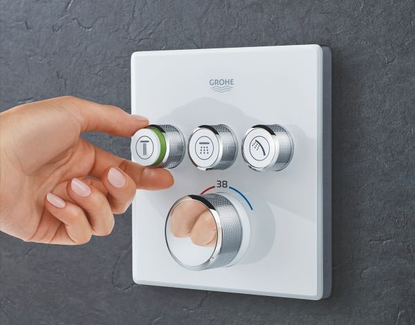 Grohe Grohtherm SmartControl Duschsystem Rainshower 310, Kopfbrause Deckenmontage, chrom/moon white