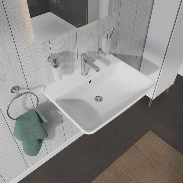 Duravit ME by Starck Waschtisch rechteckig 65x49cm, mit Hahnloch und Überlauf, WonderGliss, weiß 23356500001