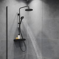 Vorschau: Duravit ShowerSystem Duschsystem mit Thermostat, Ablage, schwarz matt