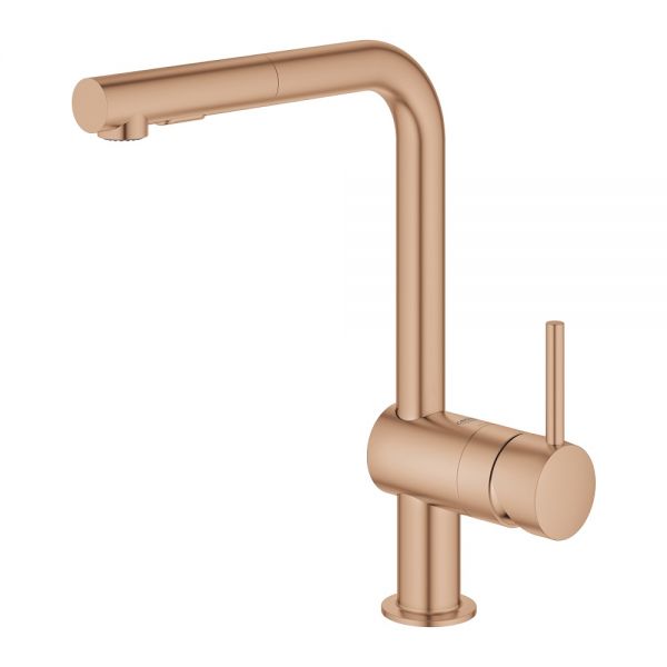Grohe Minta Wasserhahn, herausziehbare Spülbrause, 2 Strahlarten, L-Auslauf