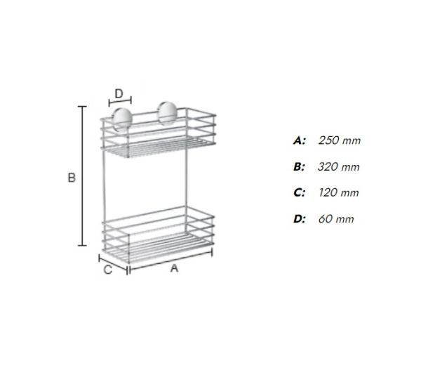 Smedbo selbstklebender Duschkorb doppelt, chrom