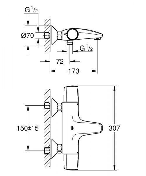 Grohe QuickFix Precision Trend Thermostat-Wannenbatterie, chrom