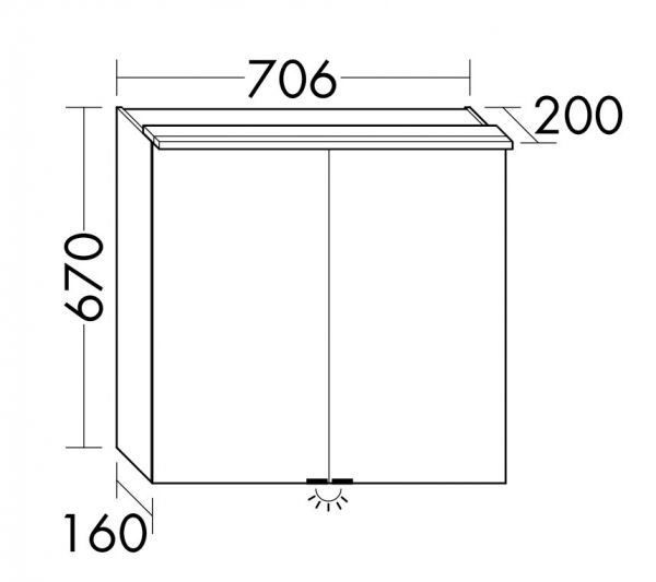 Burgbad Junit Spiegelschrank mit horizontaler LED-Beleuchtung, 2 Spiegeltüren, 70,6x67cm