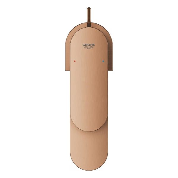 Grohe Plus Einhand-Waschtischbatterie, S-Size, Zugstangen-Ablaufgarnitur, warm sunset gebürstet