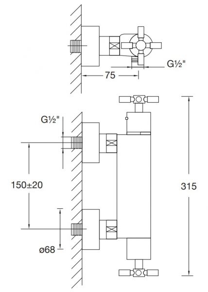 Steinberg Serie 250 Aufputzthermostat für Dusche, chrom