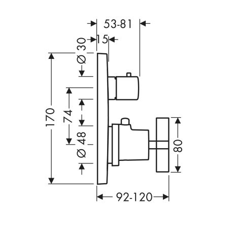 Axor Citterio Thermostat Unterputz mit Ab-/Umstellventil mit Kreuzgriff