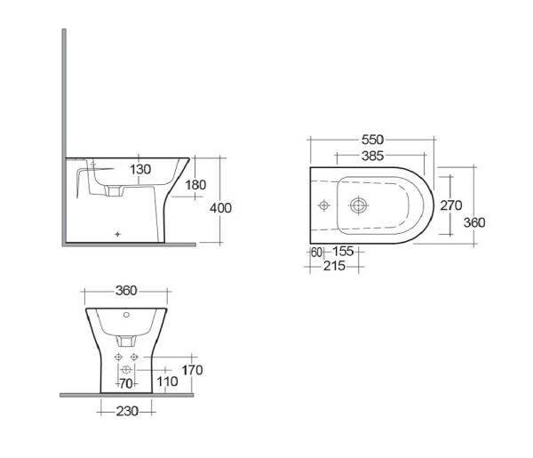Kludi RESA R Stand-Bidet 55cm, schwarz matt