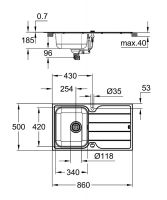 Vorschau: Grohe K500 45-S Edelstahlspüle mit Abtropffläche, edelstahl 31571Sd1 2