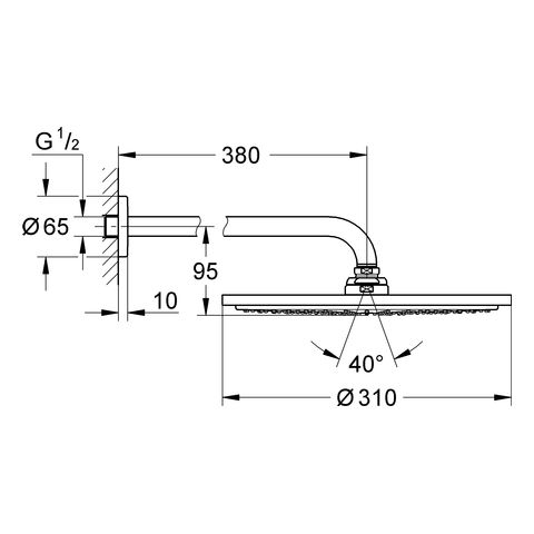 Grohe Rainshower® Cosmopolitan 310 Kopfbrauseset 380mm 9,5 l/min, cool sunrise