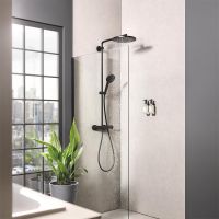 Vorschau: Grohe Vitalio Joy+ System 280 Duschsystem mit Thermostat, Aufputz, schwarz matt 1142242430