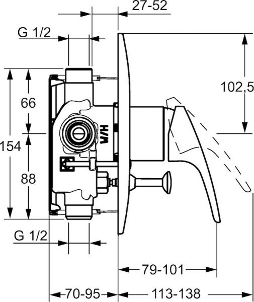 Hansa Hansamix Fertigmontageset Einhand-Wannen-Batterie, Rosette rund, chrom