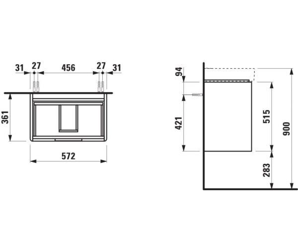 Laufen Juna Waschtischunterbau 57cm für Waschtisch compact Pro S H818959