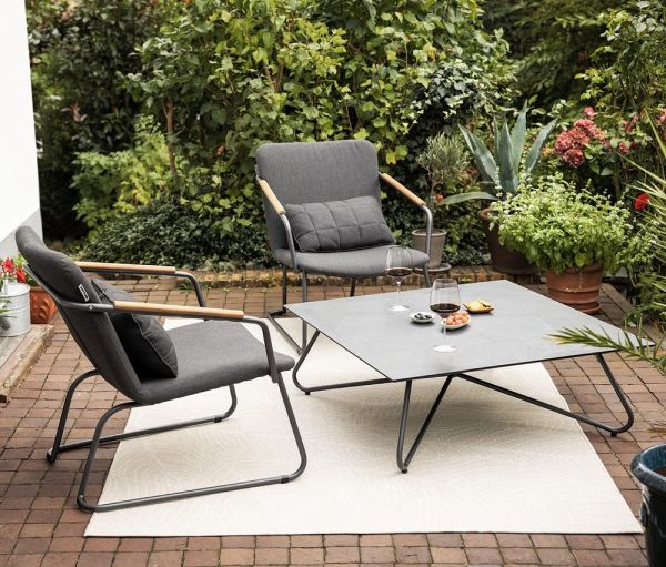 KETTLER GENTLE LOUNGE SET mit Loungesessel inkl. Tisch Teakholz/Aluminium/Sunbrella®, anthrazit matt