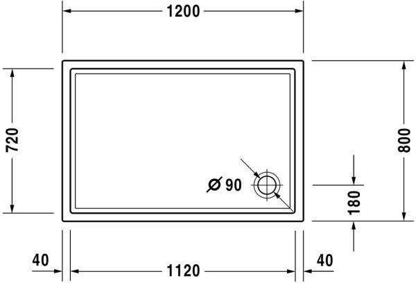 Duravit Starck Slimline Duschwanne rechteckig 90x120cm, Sanitäracryl, weiß