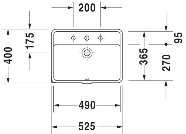 Duravit Starck 3 Unterbauwaschtisch rechteckig 52,5x40cm, mit 1 Hahnloch und Überlauf, WonderGliss, weiß 03024900001